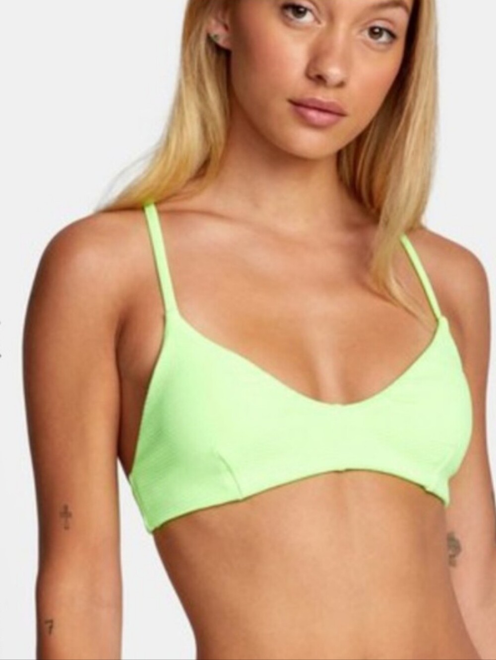 RVCA Neon Lime Textured Bikini Top